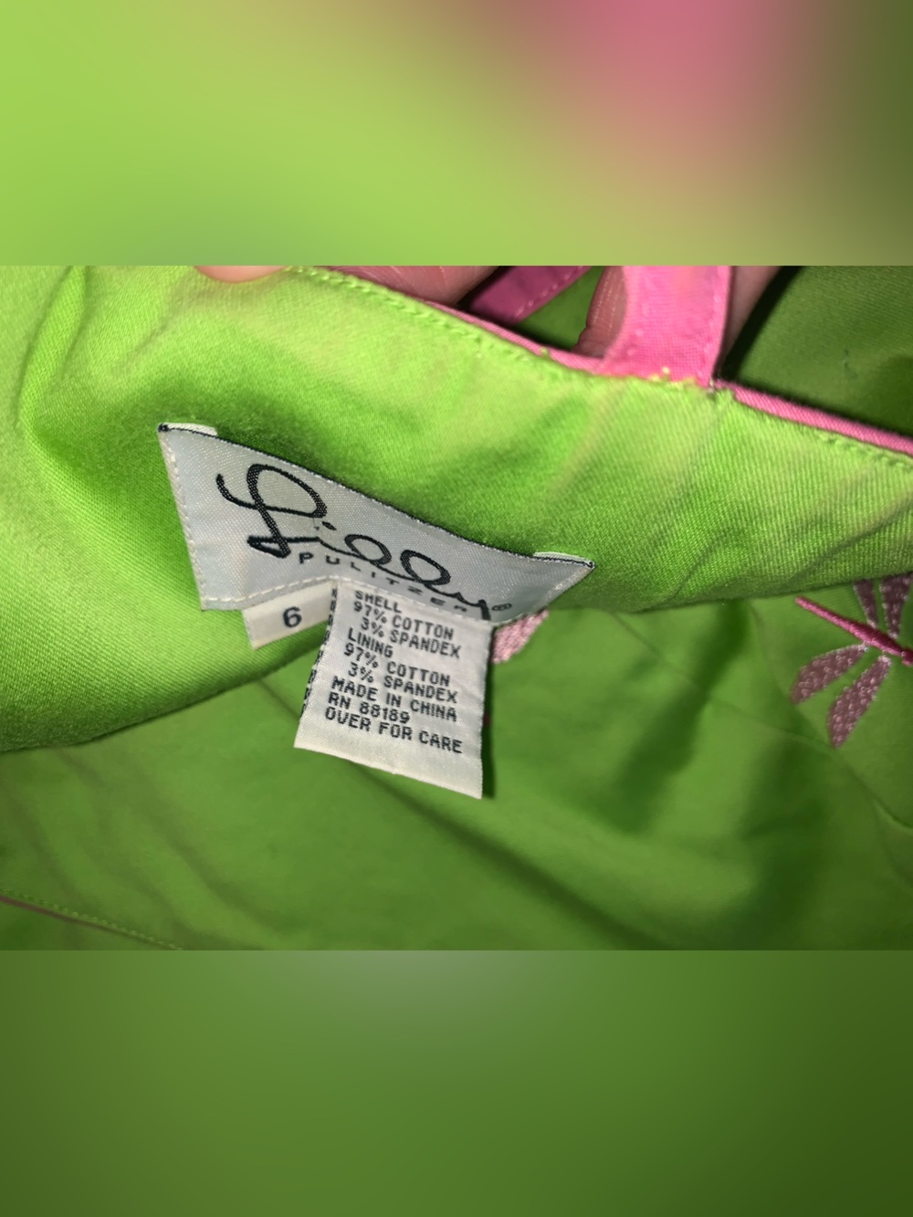 Lilly Pulitzer Green & Pink Dragonfly Slip Dress size 6 - Picture 9 of 9